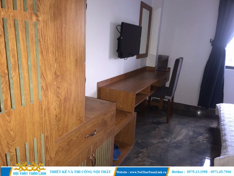 Thi công nội thất đồ gỗ phòng khách sạn Sunhotel