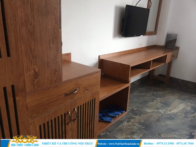 Thi công nội thất đồ gỗ phòng khách sạn Sunhotel