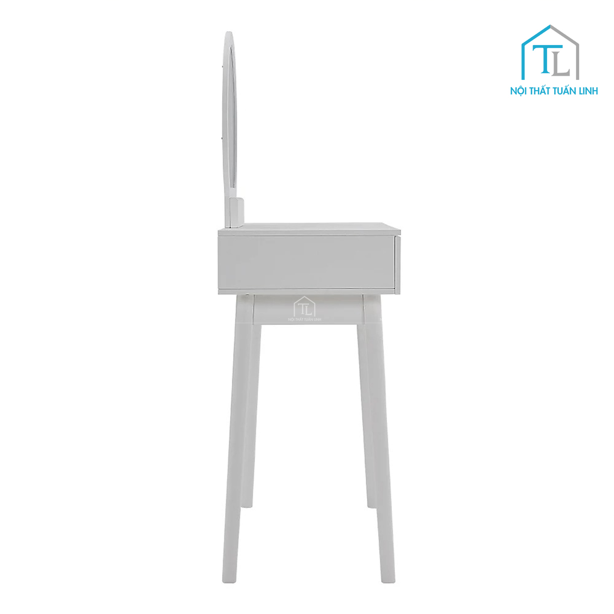 Bàn trang điểm MDF phong cách tân cổ điển kèm ghế ngồi màu trắng