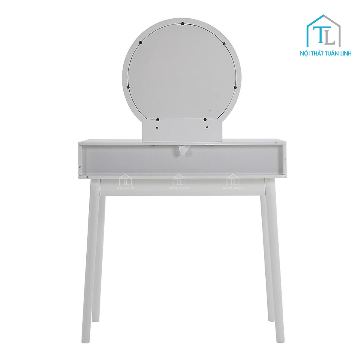 Bàn trang điểm MDF phong cách tân cổ điển kèm ghế ngồi màu trắng
