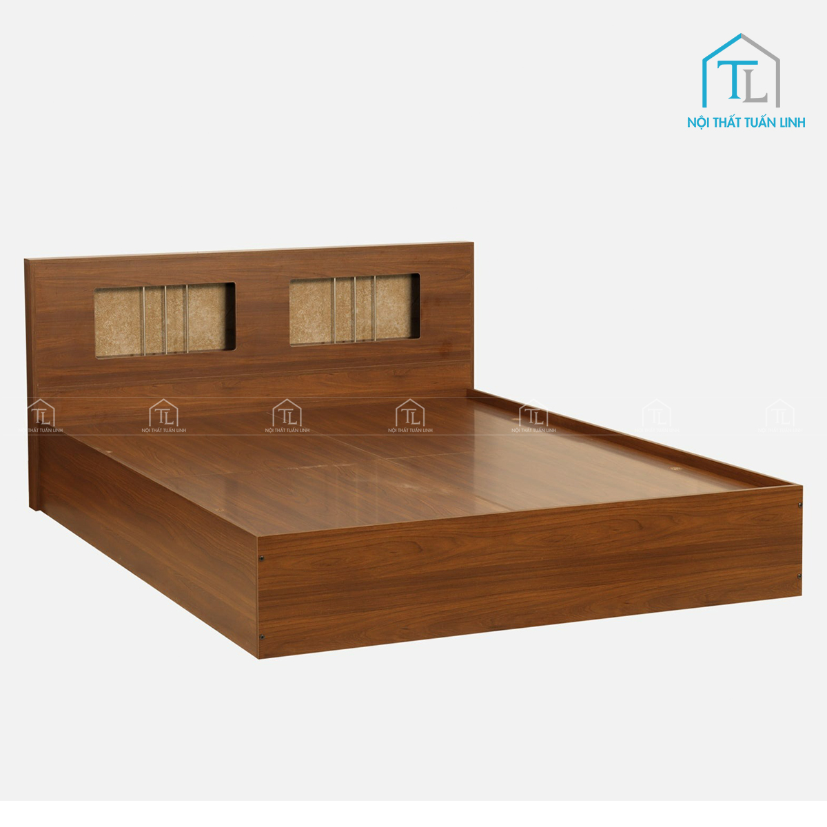 Giường ngủ gỗ công nghiệp đa năng có ngăn kéo và đầu giường bọc nệm hiện đại