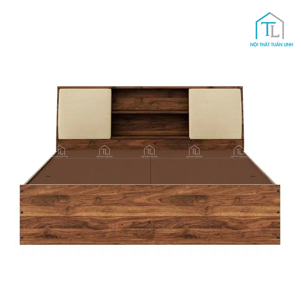 Giường ngủ gỗ công nghiệp bọc nệm có hộc lưu trữ hiện đại