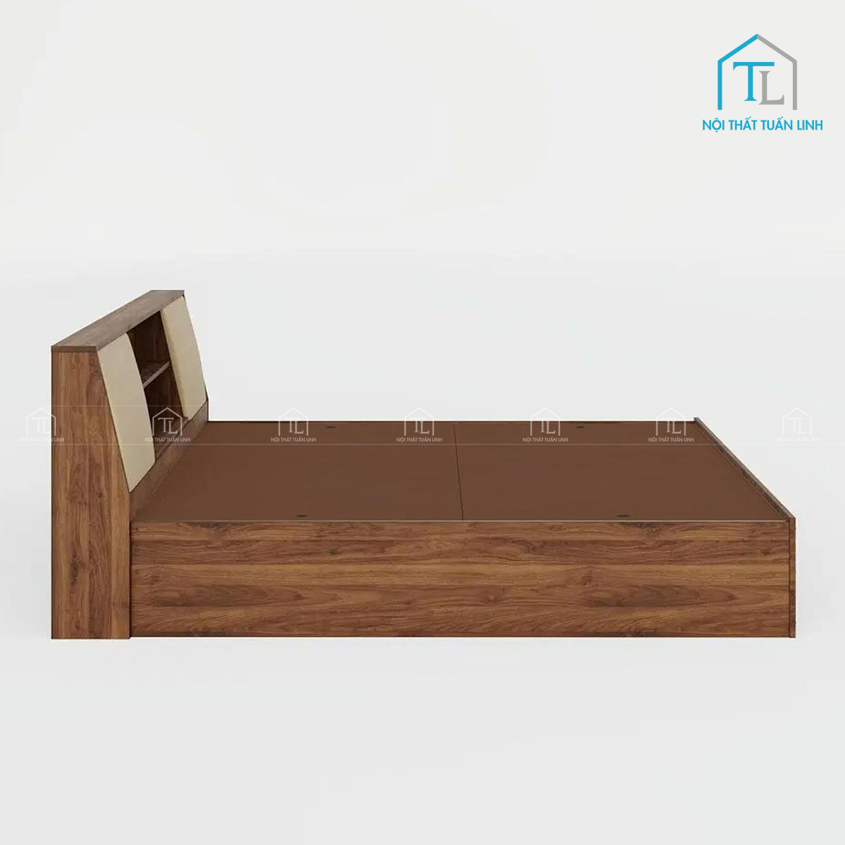 Giường ngủ gỗ công nghiệp bọc nệm có hộc lưu trữ hiện đại