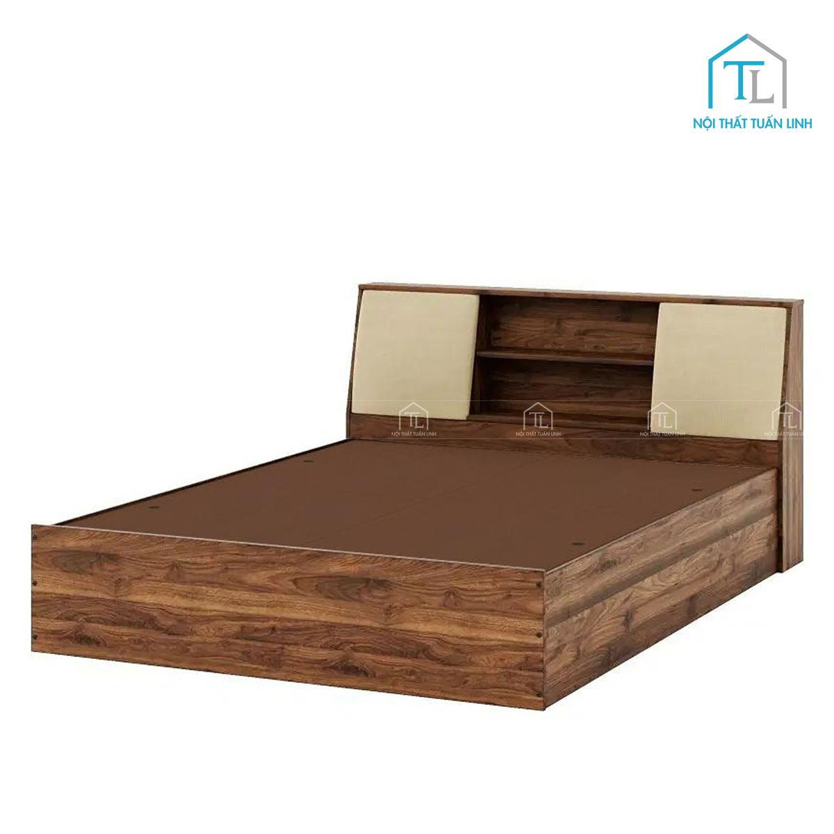 Giường ngủ gỗ công nghiệp bọc nệm có hộc lưu trữ hiện đại