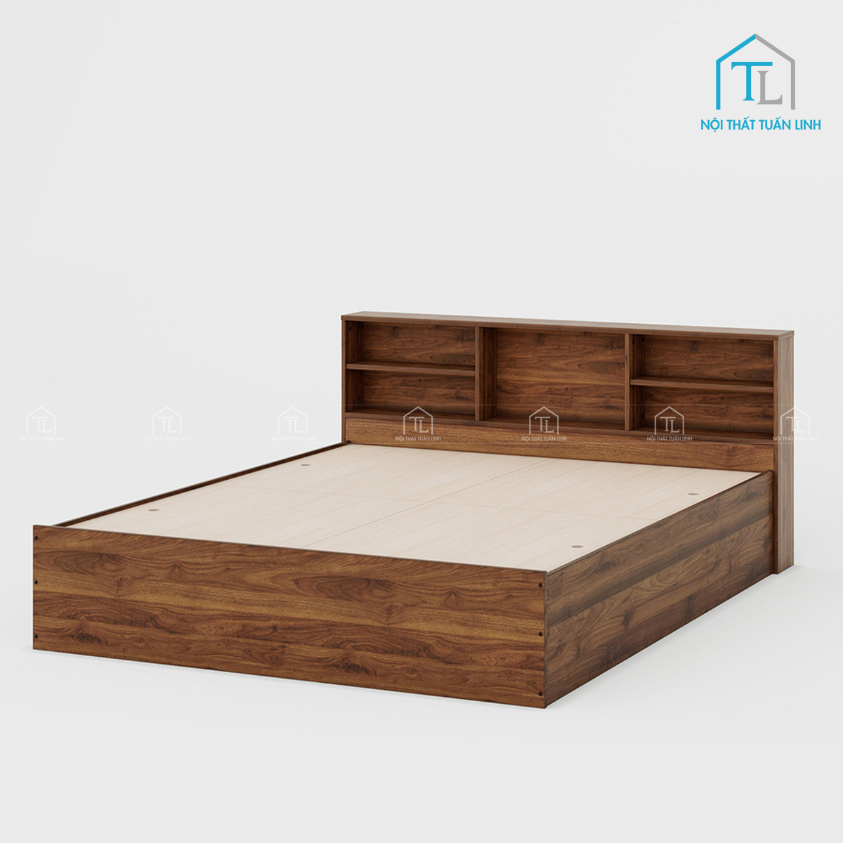 Giường ngủ gỗ công nghiệp có hộc chứa đầu giường tiện nghi