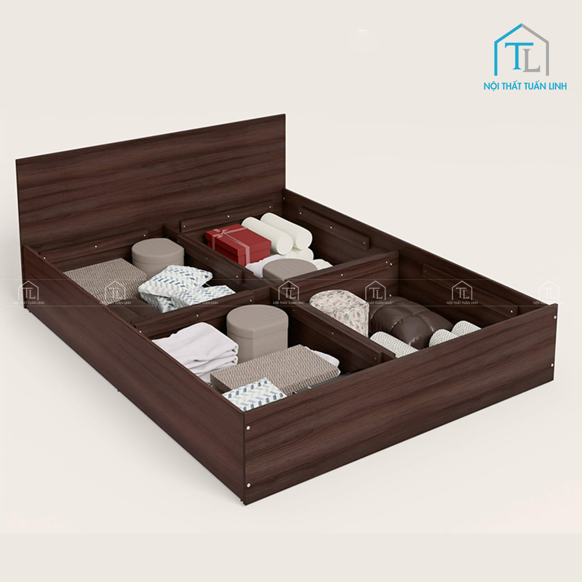 Giường ngủ gỗ công nghiệp có hộc nâng thiết kế hiện đại
