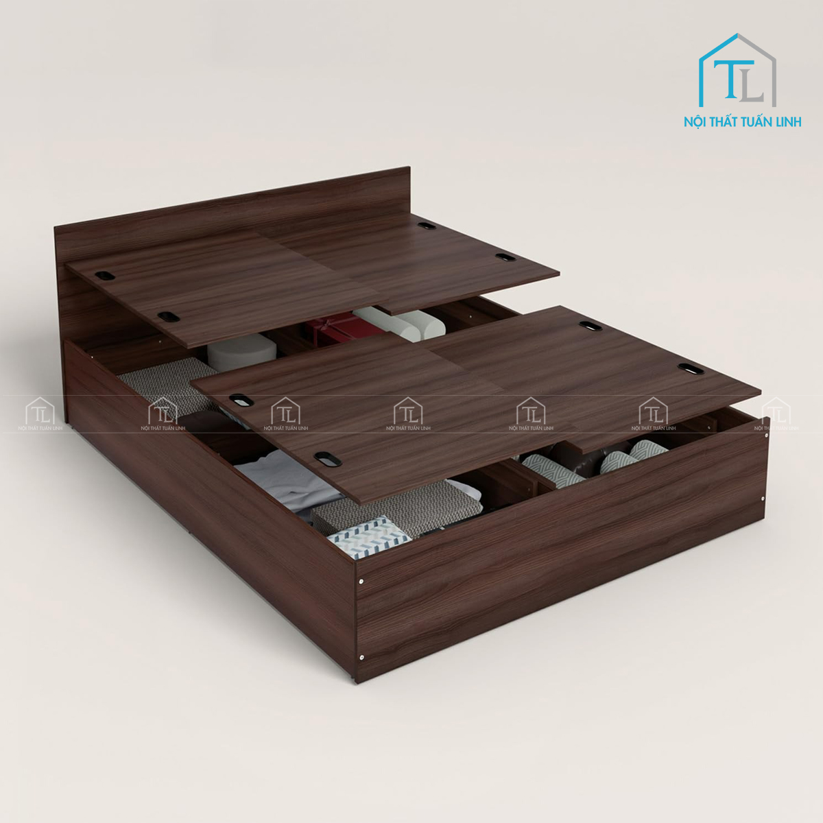 Giường ngủ gỗ công nghiệp có hộc nâng thiết kế hiện đại