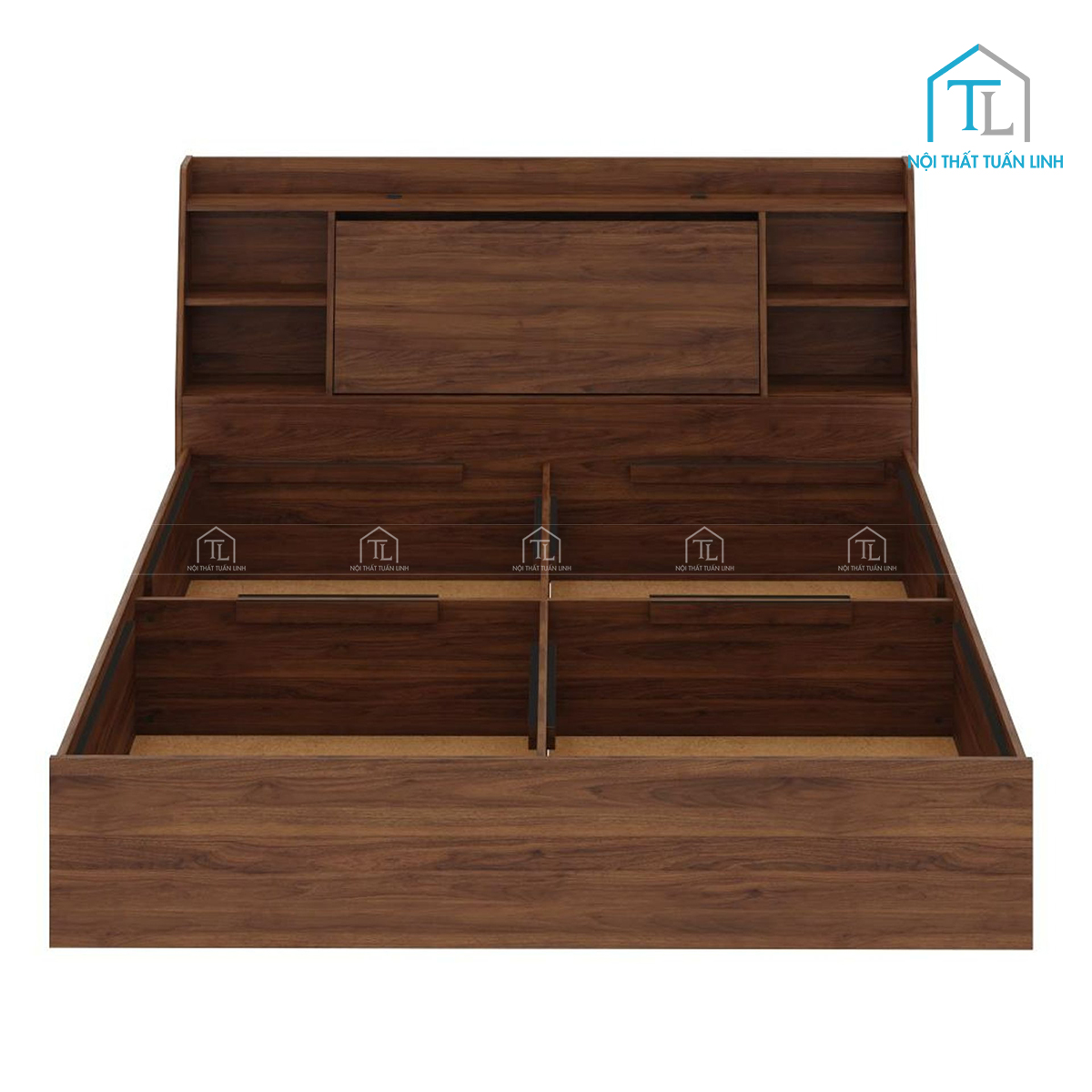 Giường ngủ gỗ công nghiệp có ngăn chứa thiết kế hiện đại, tiện nghi