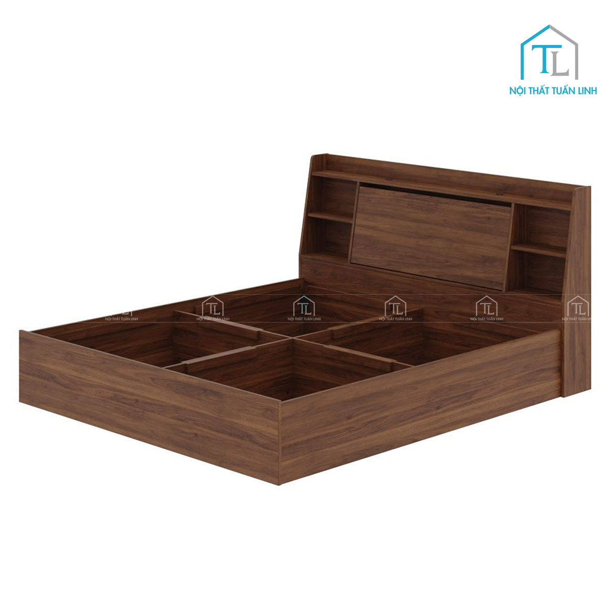 Giường ngủ gỗ công nghiệp có ngăn chứa thiết kế hiện đại, tiện nghi