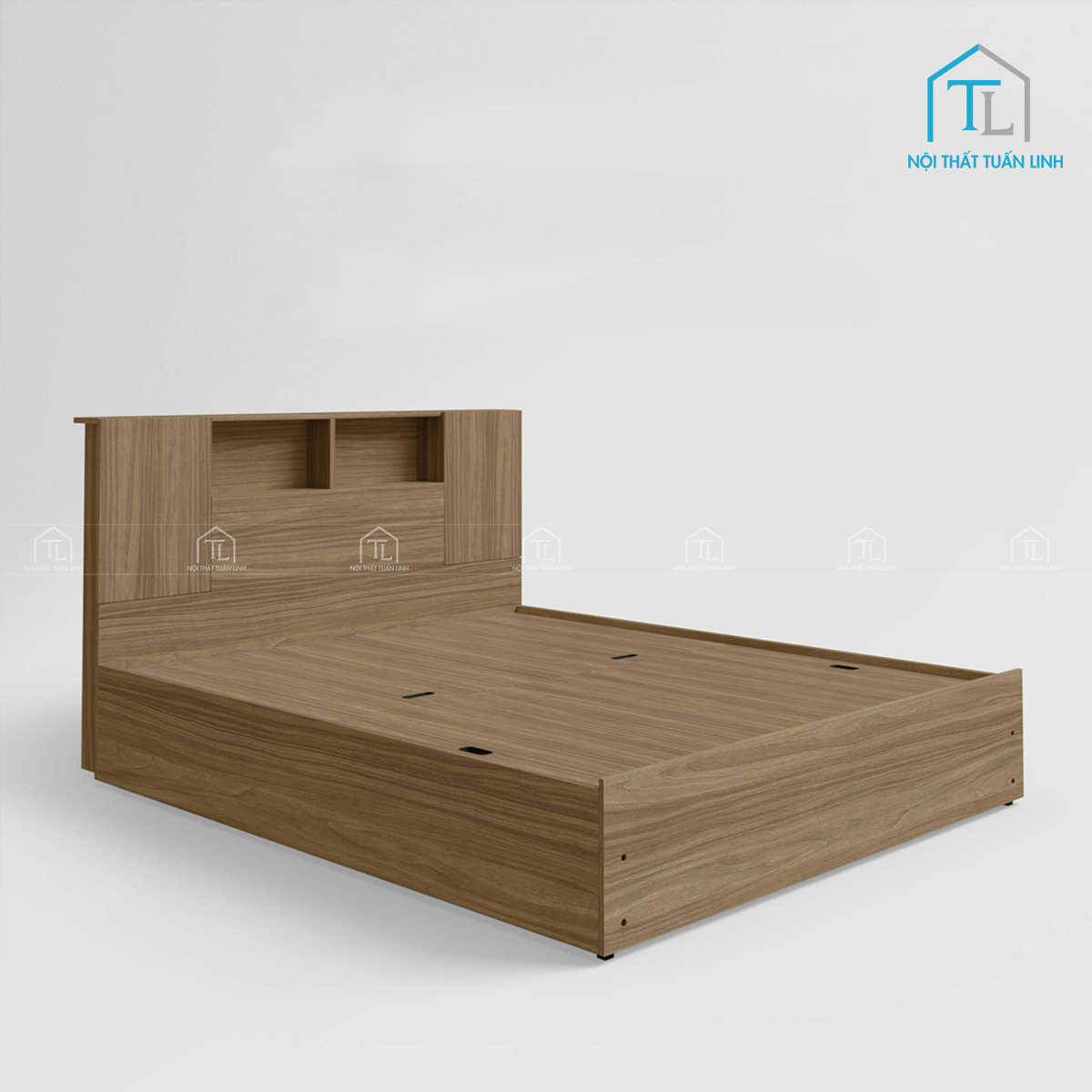 Giường ngủ gỗ công nghiệp có ngăn kéo thiết kế hiện đại, đầu giường tiện ích