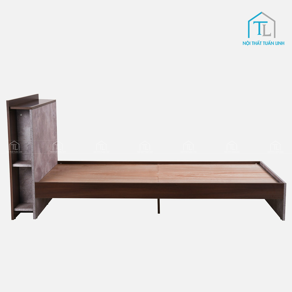 Giường ngủ đơn gỗ công nghiệp đầu giường ốp vân hiện đại