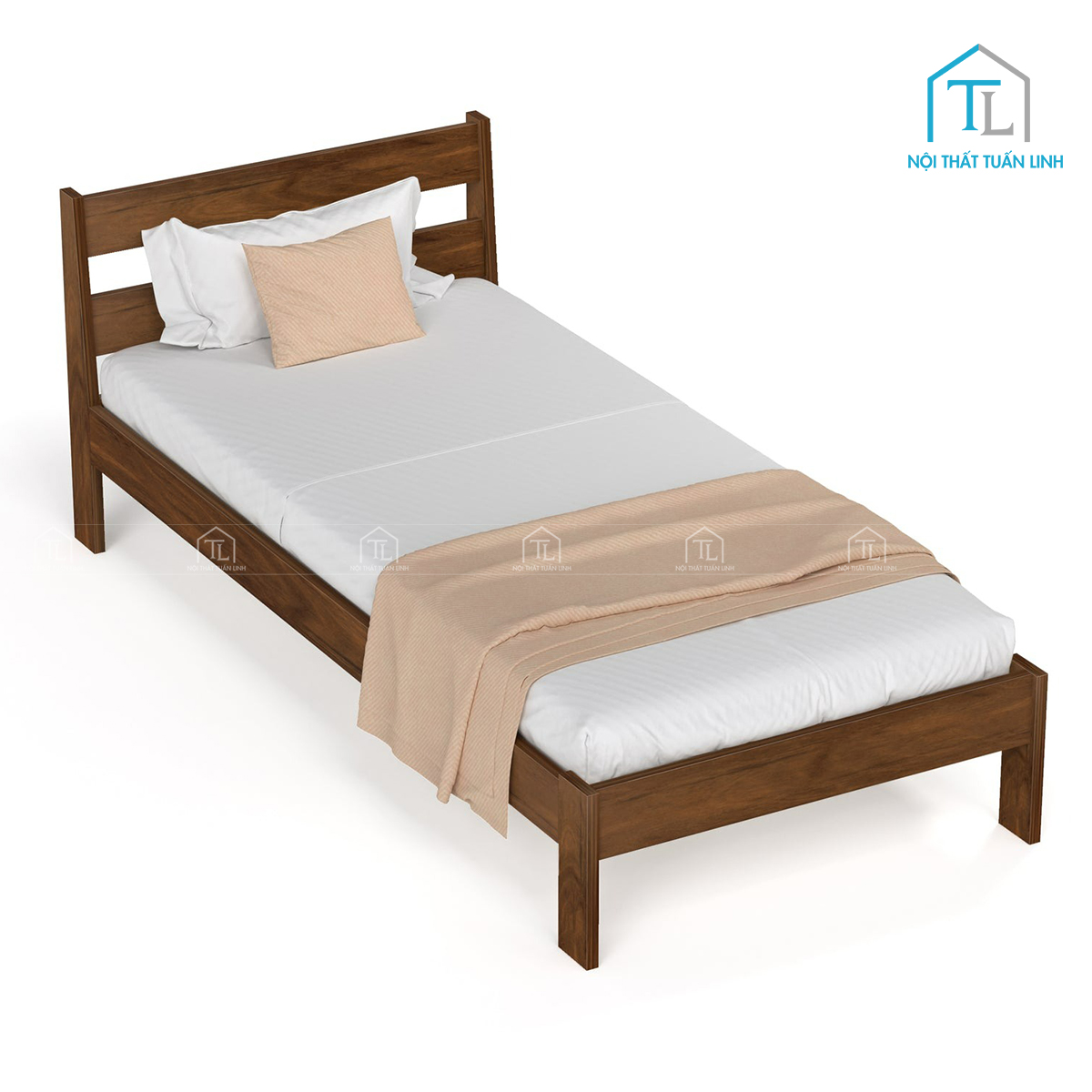 Giường ngủ gỗ công nghiệp đơn phong cách tối giản