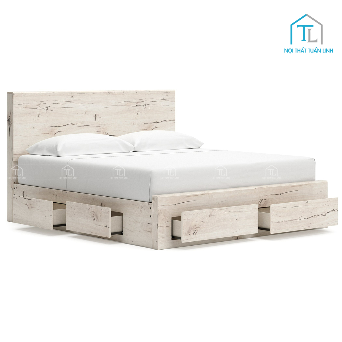 Giường ngủ gỗ công nghiệp có hộc kéo hiện đại