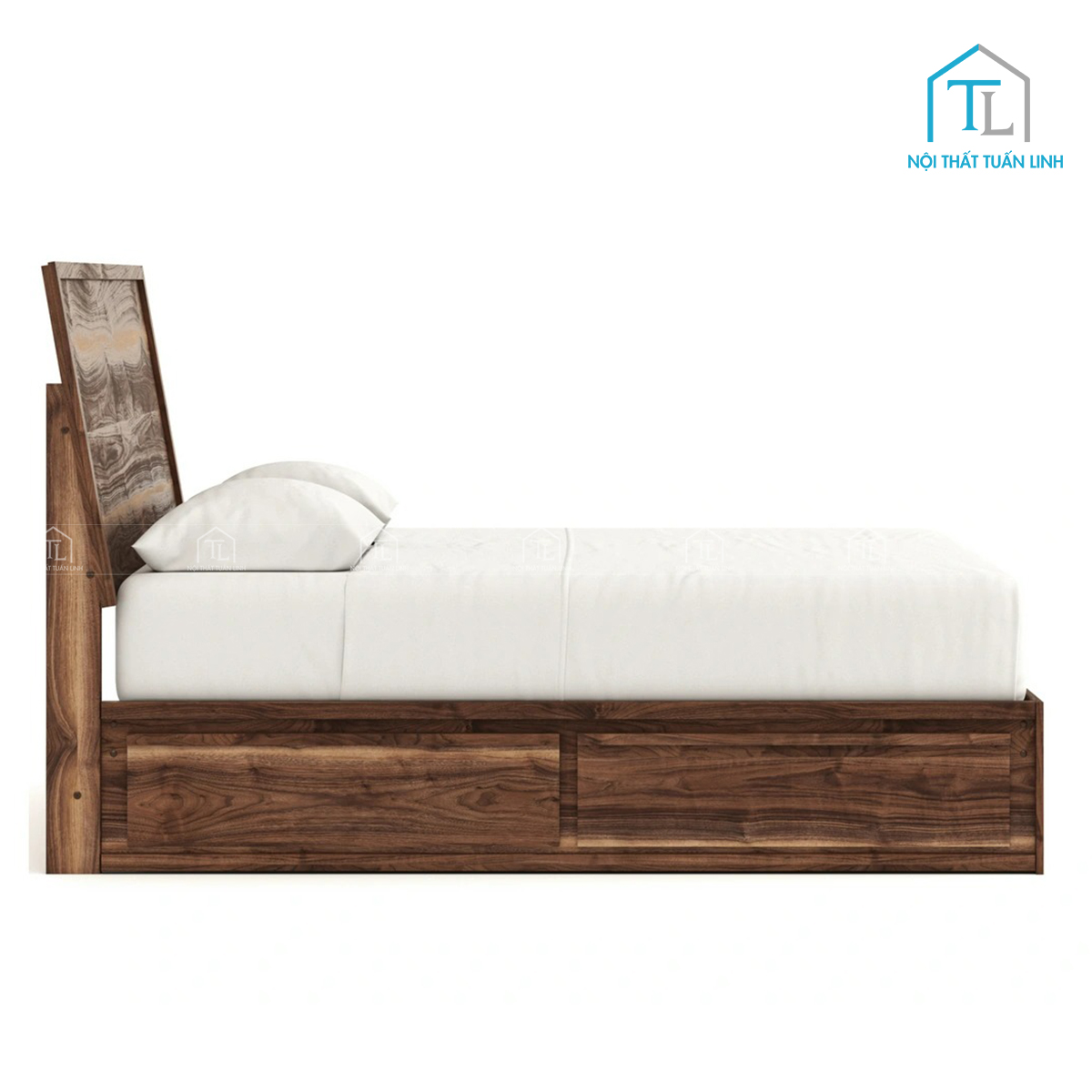 Giường ngủ gỗ công nghiệp phong cách hiện đại tích hợp ngăn kéo lưu trữ