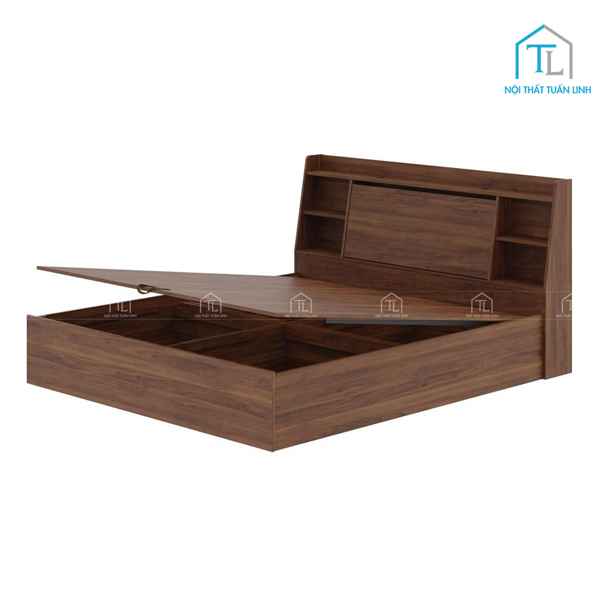 Giường ngủ gỗ công nghiệp thiết kế thông minh với hộc chứa