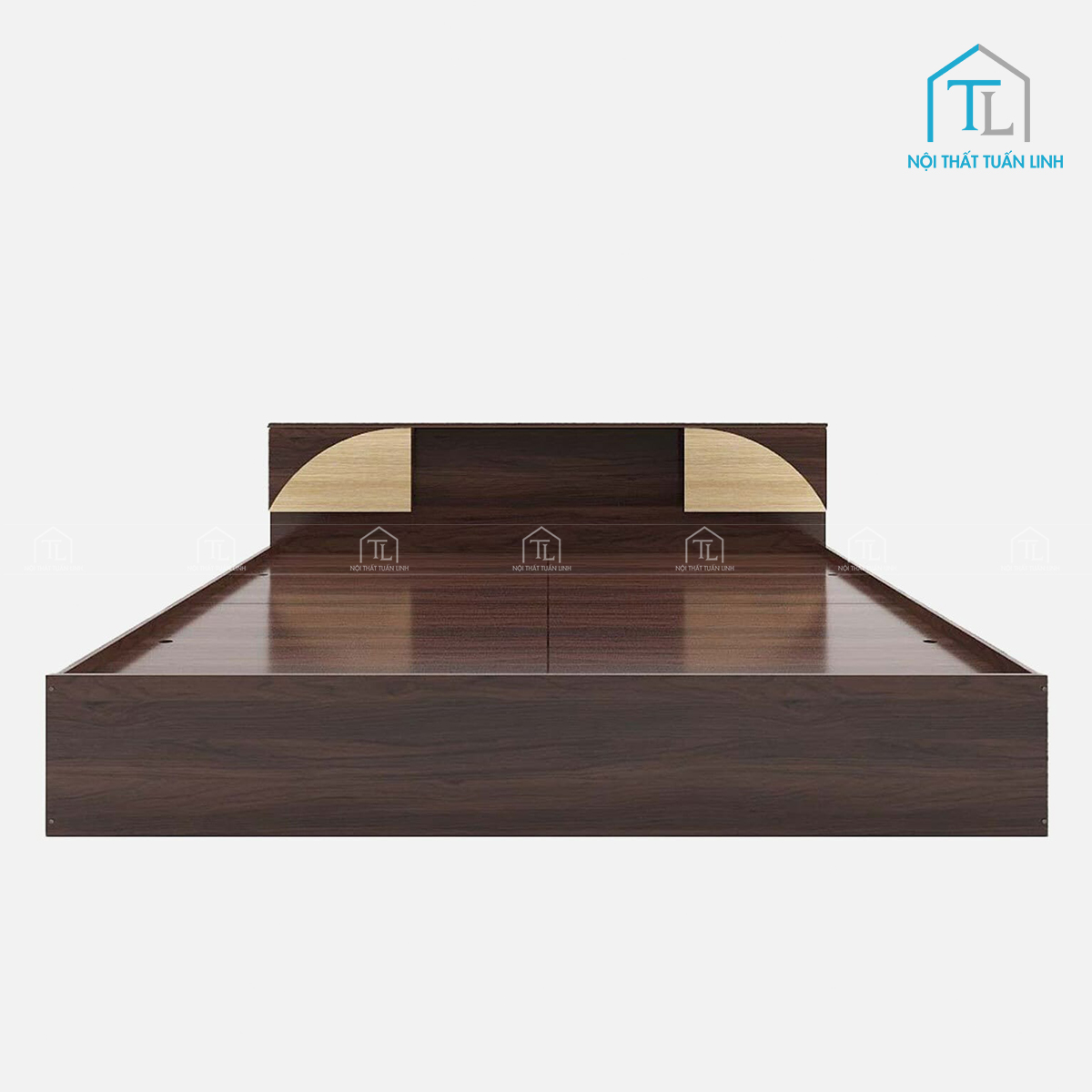 Giường ngủ gỗ công nghiệp màu óc chó thiết kế tiện nghi