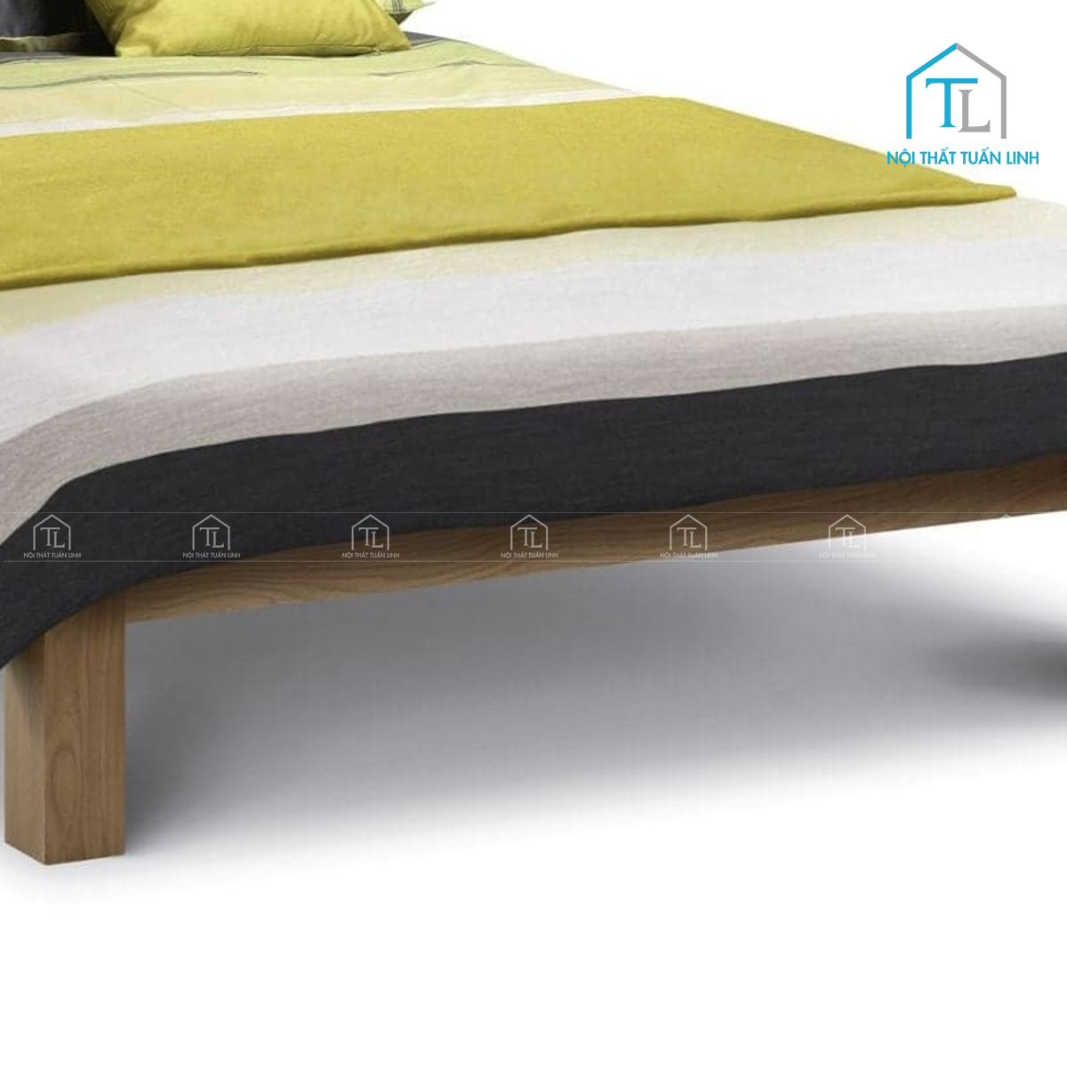 Giường ngủ gỗ sồi tự nhiên thiết kế tinh tế