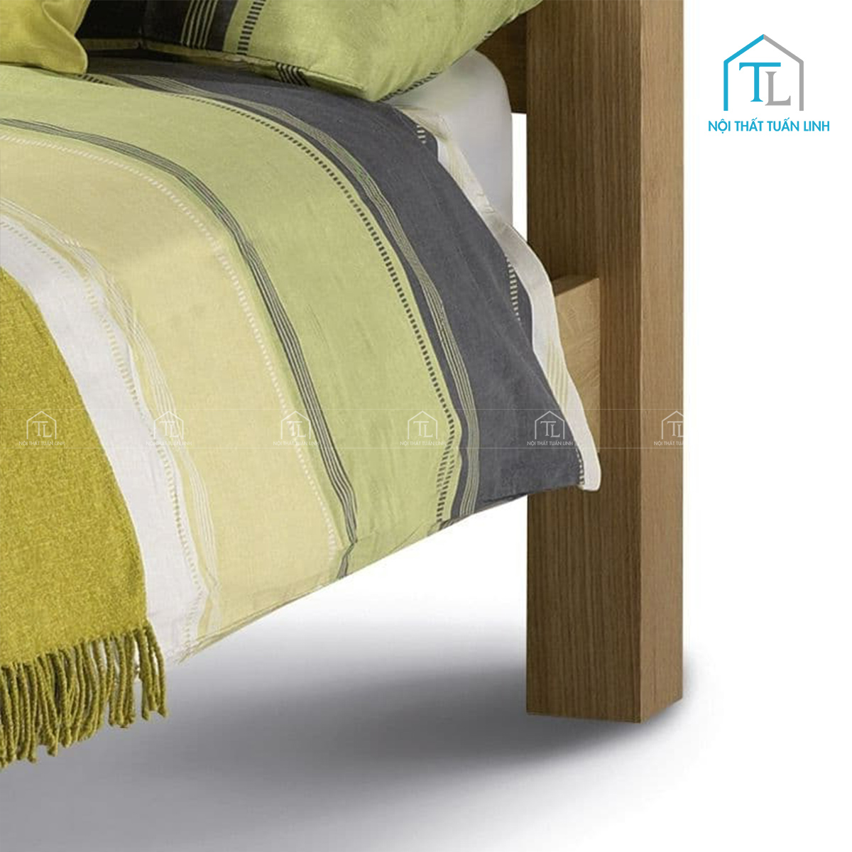 Giường ngủ gỗ sồi tự nhiên thiết kế tinh tế