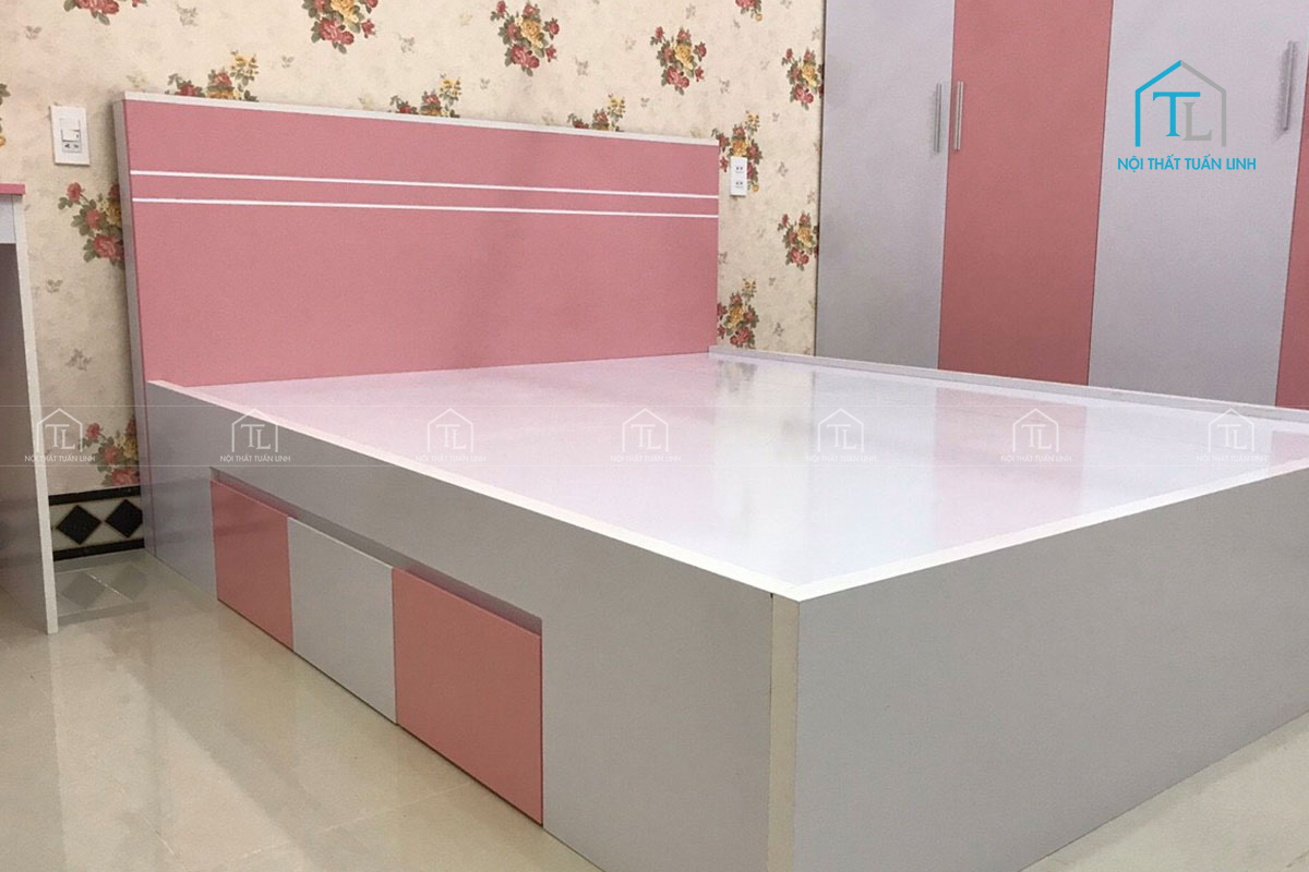 Giường ngủ gỗ tự nhiên kiểu dáng hiện đại GN02