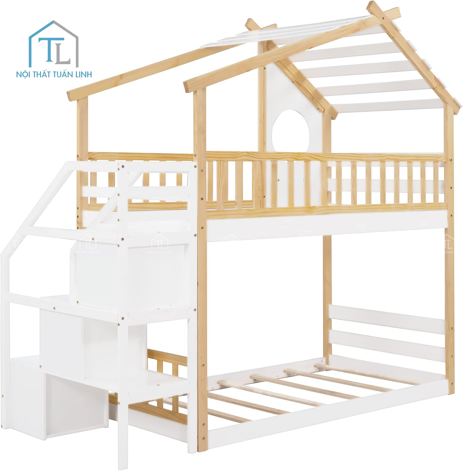 Giường tầng trẻ em gỗ thông