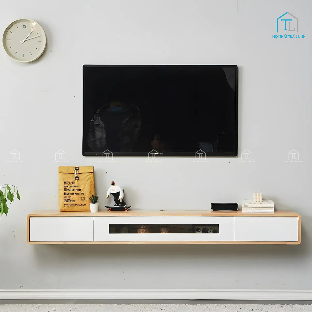 Kệ tivi gỗ cao su giá tốt bền đẹp cho phòng khách hiện đại