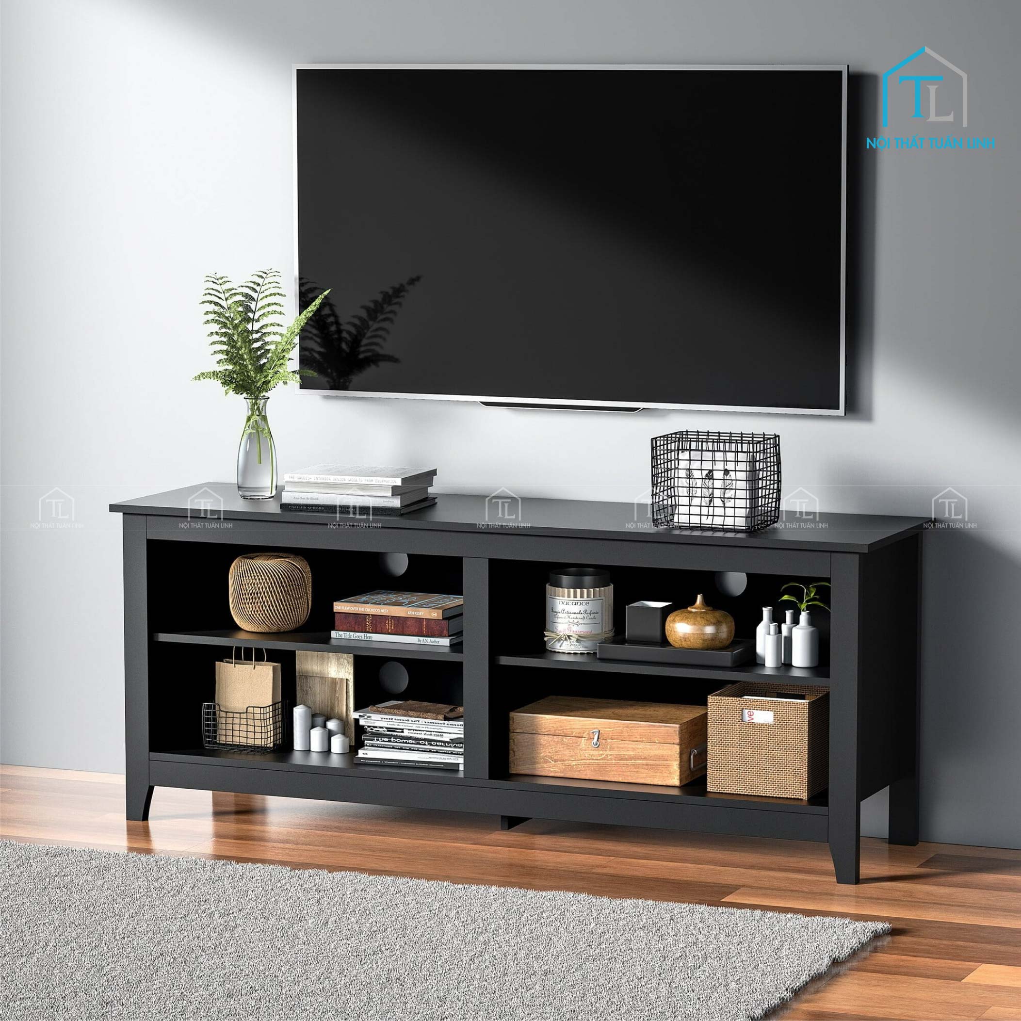Kệ tivi MDF màu đen hiện đại