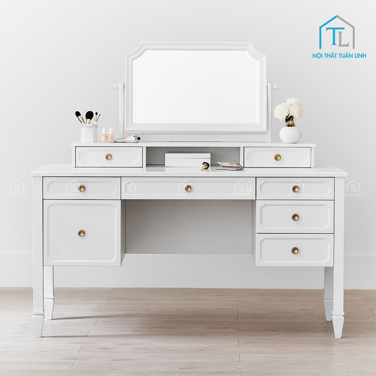 Bàn trang điểm MDF có gương và ngăn chứa tiện lợi