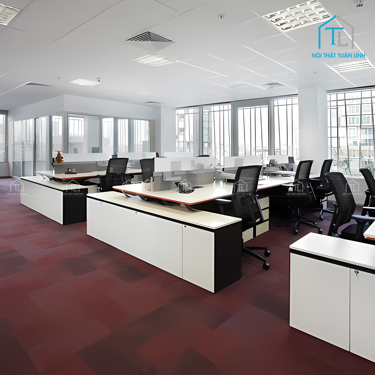 Thiết kế thi công nội thất văn phòng màu sắc nổi bật