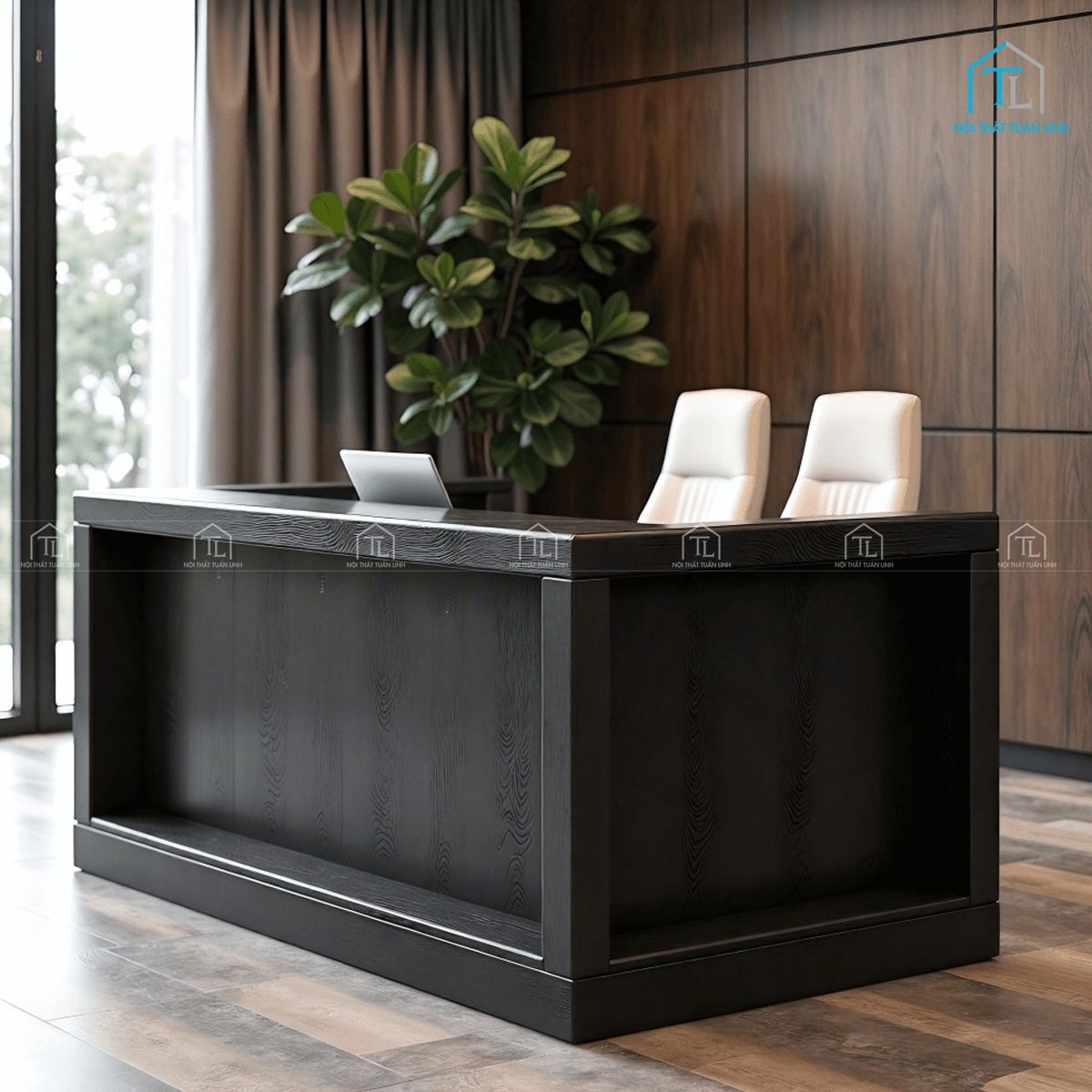 Quầy lễ tân gỗ thiết kế phong cách đơn giản tinh tế, hiện đại