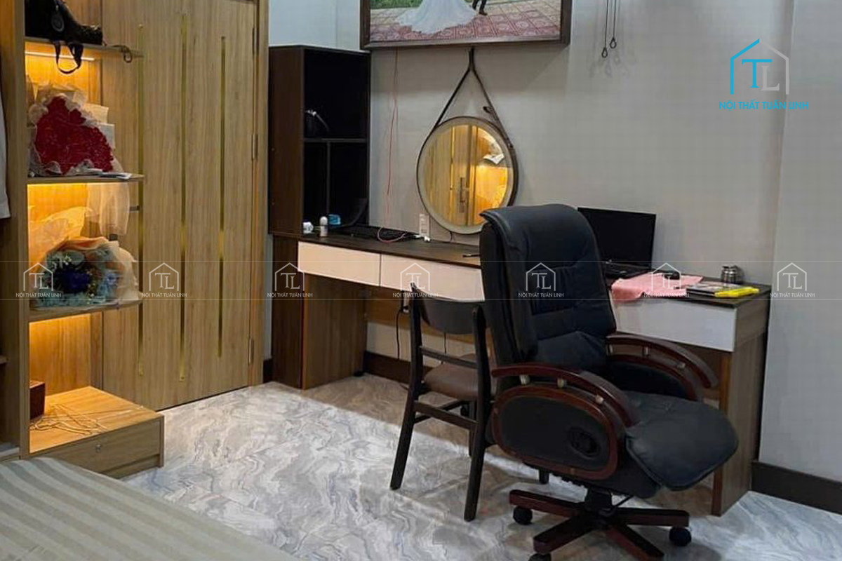 Thiết kế nội thất phòng ngủ kết hợp làm việc hiện đại