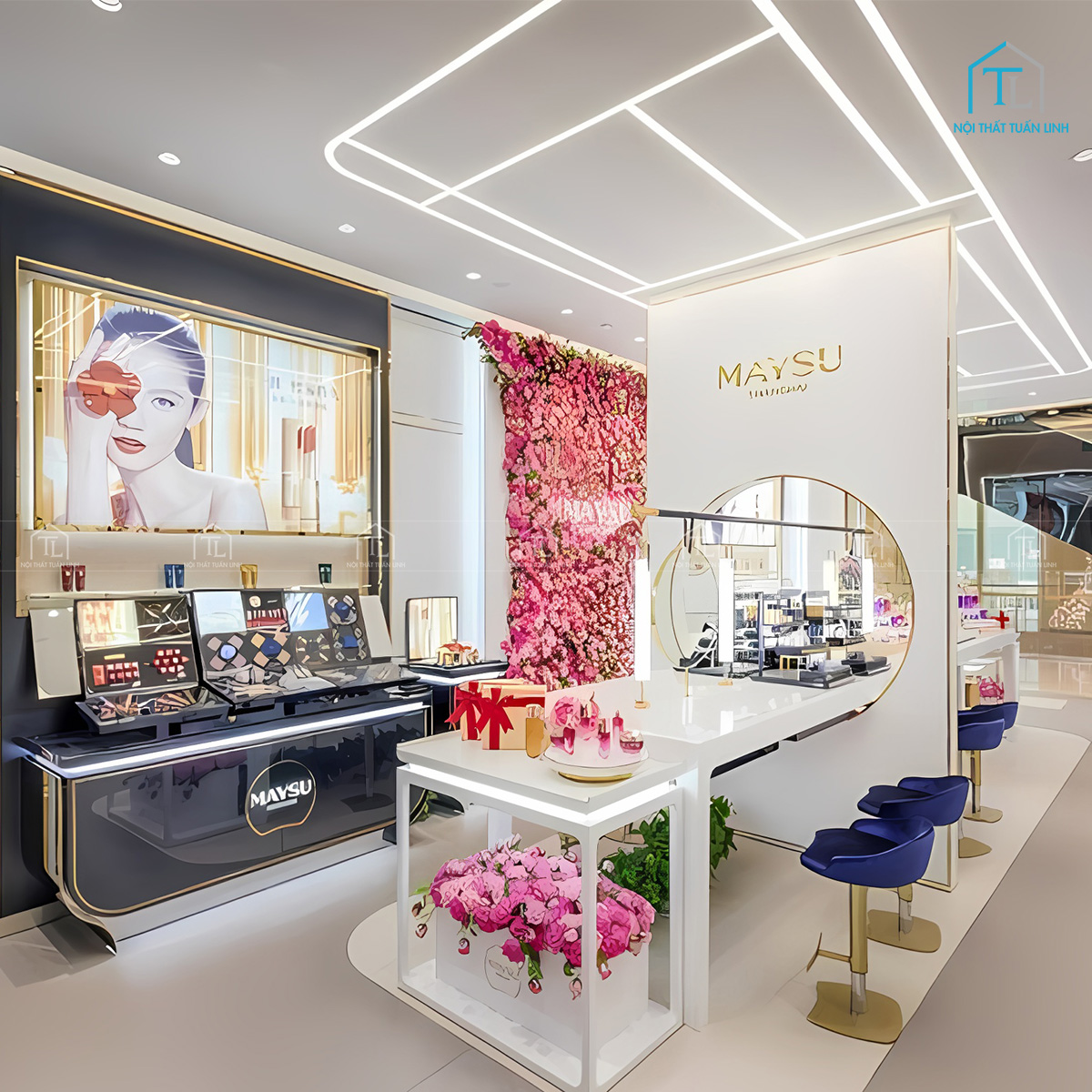 Thiết kế nội thất showroom mỹ phẩm đẹp nổi bật