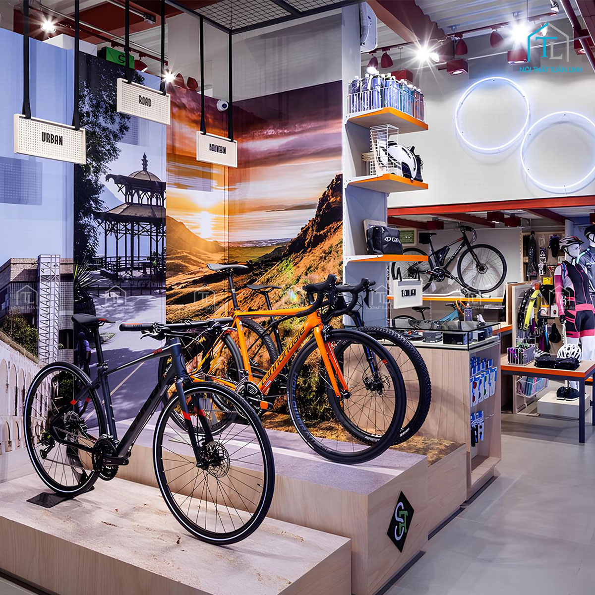 Thiết kế nội thất showroom trưng bày xe đạp