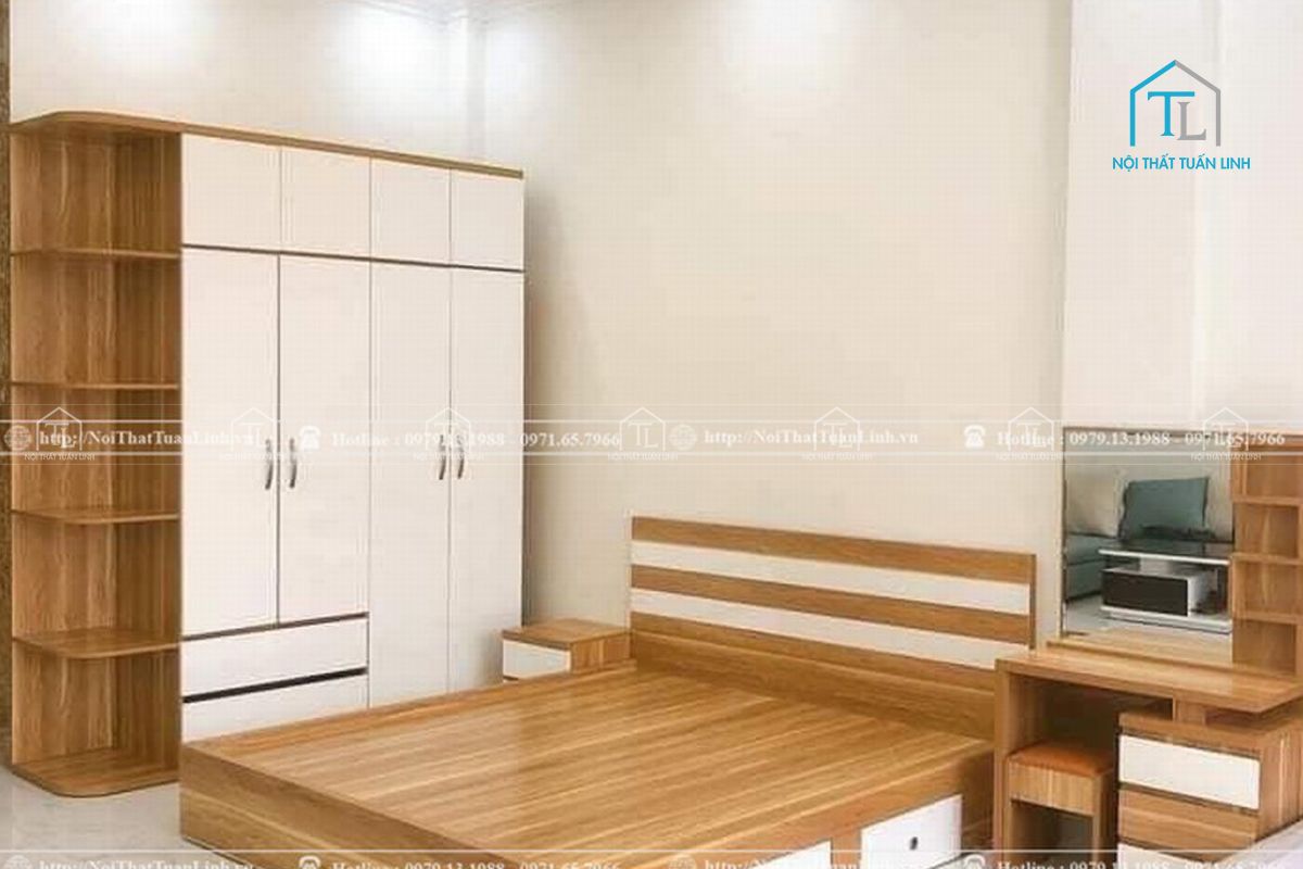 Thiết kế thi công combo phòng ngủ trọn gói tủ cao – giường – bàn phấn