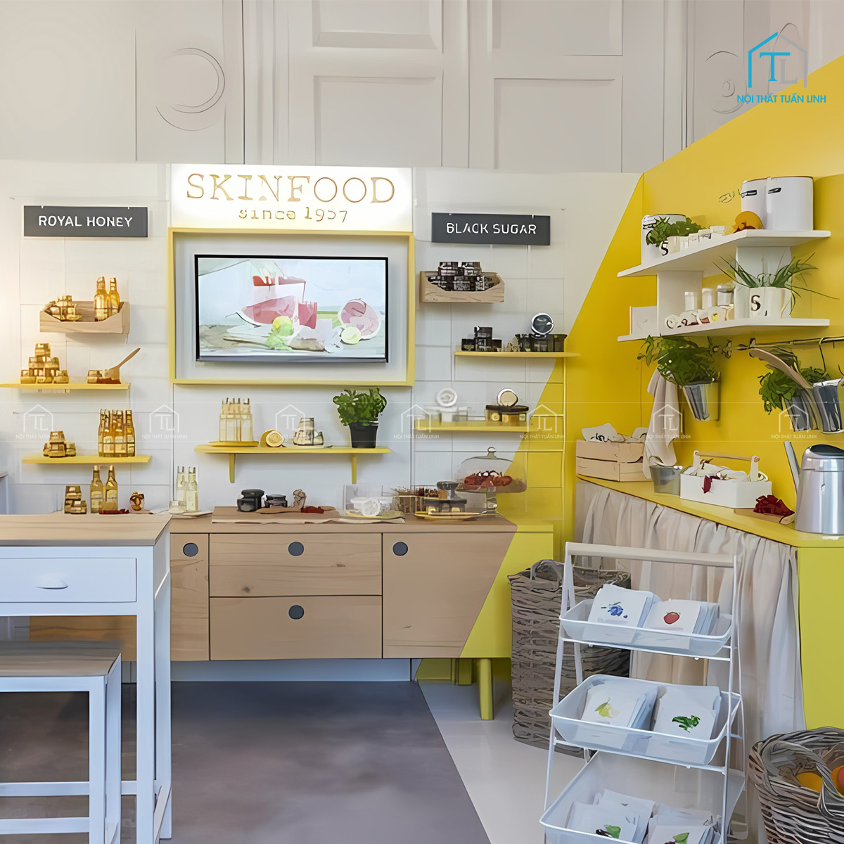 Thiết kế thi công nội thất cửa hàng tiện lợi Skinfood