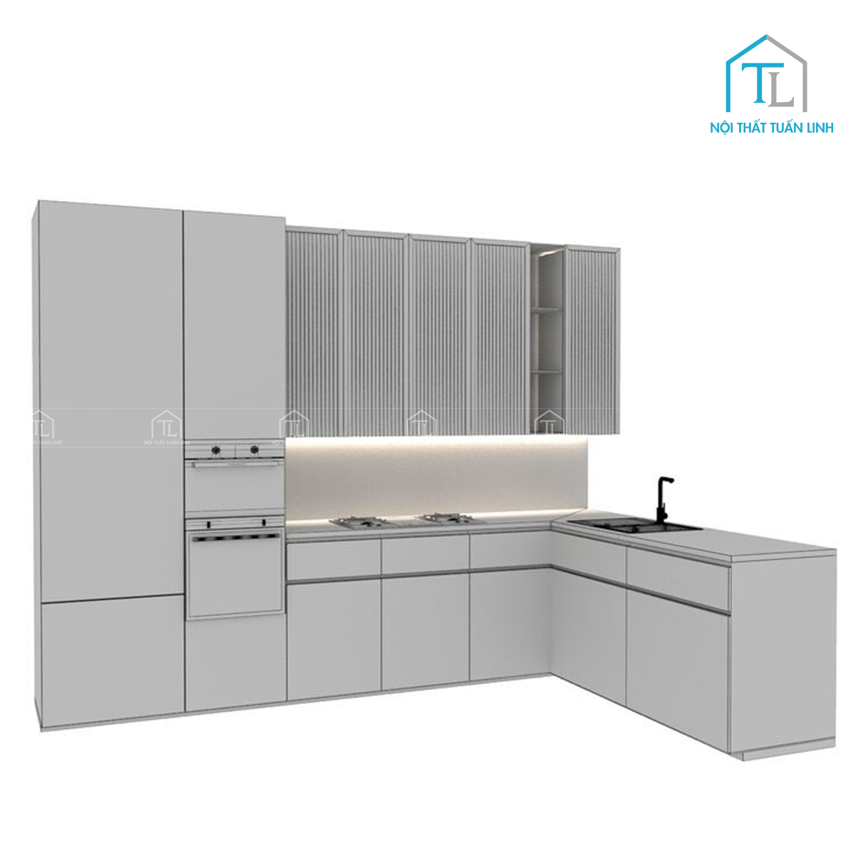 Tủ bếp MDF hiện đại thiết kế chữ L cao cấp