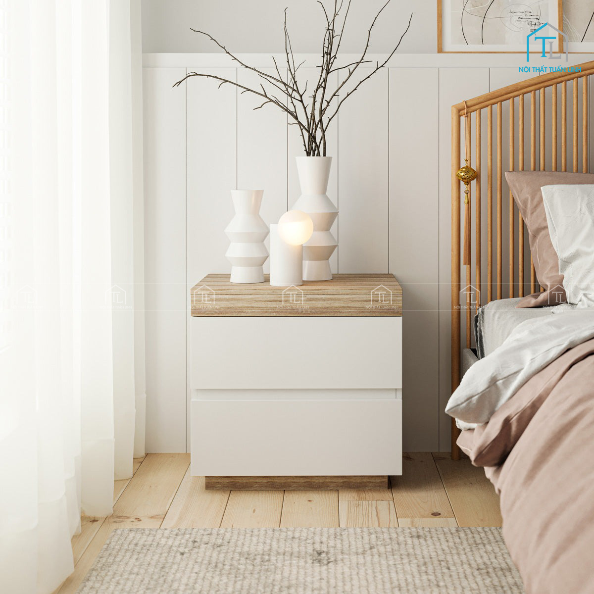 Tủ đầu giường gỗ thiết kế tiện lợi, nhỏ gọn và hiện đại