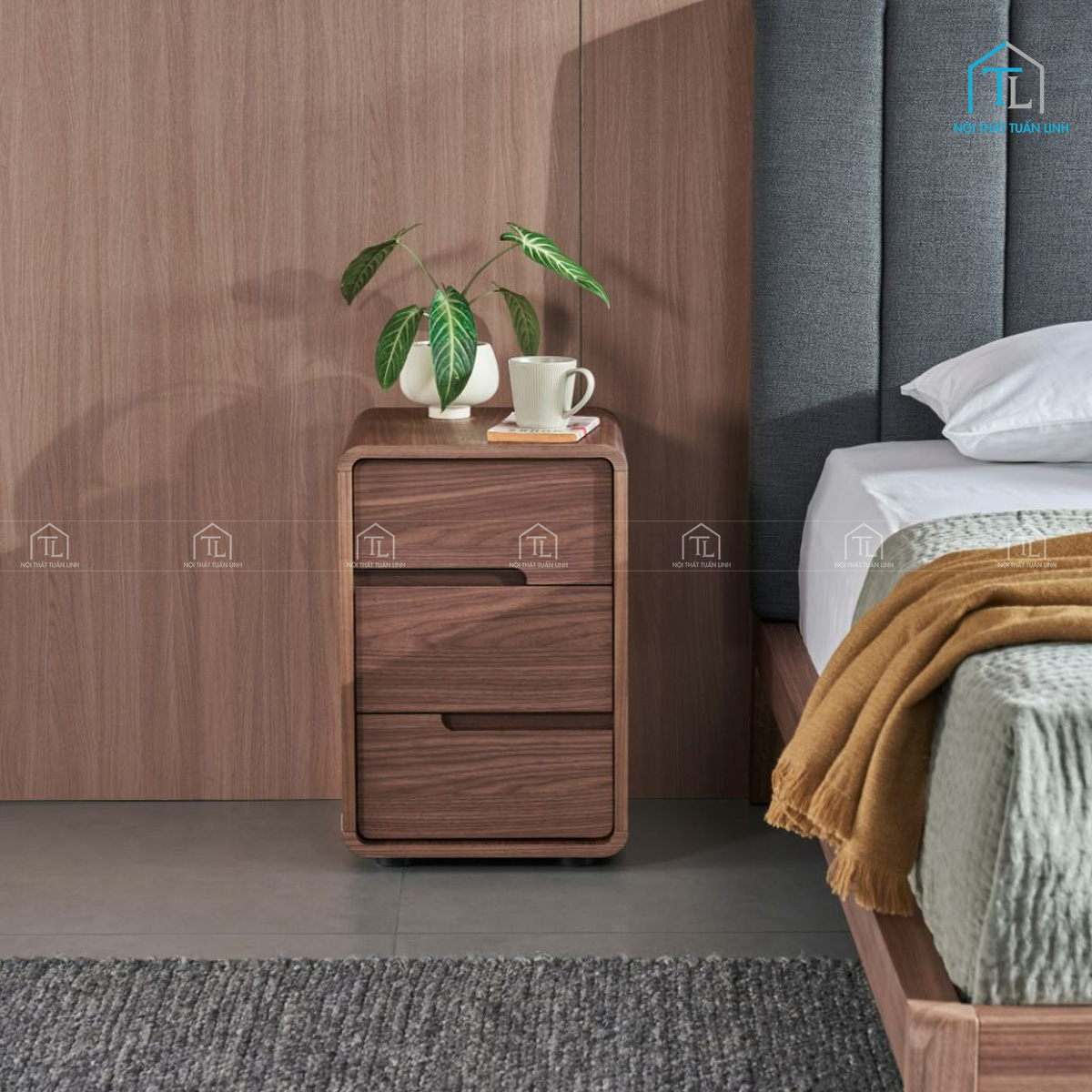 Tủ đầu giường gỗ tự nhiên hiện đại sang trọng, bền đẹp theo thời gian