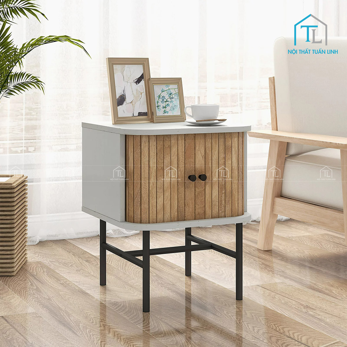 Tủ đầu giường MDF cửa lùa phong cách hiện đại