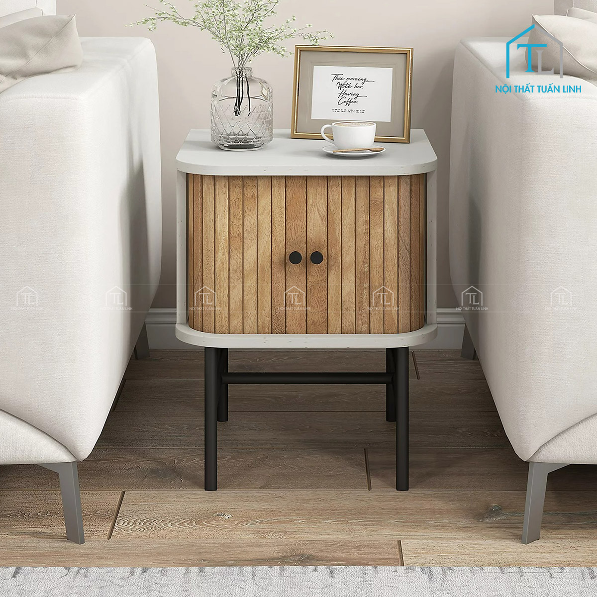 Tủ đầu giường MDF cửa lùa phong cách hiện đại