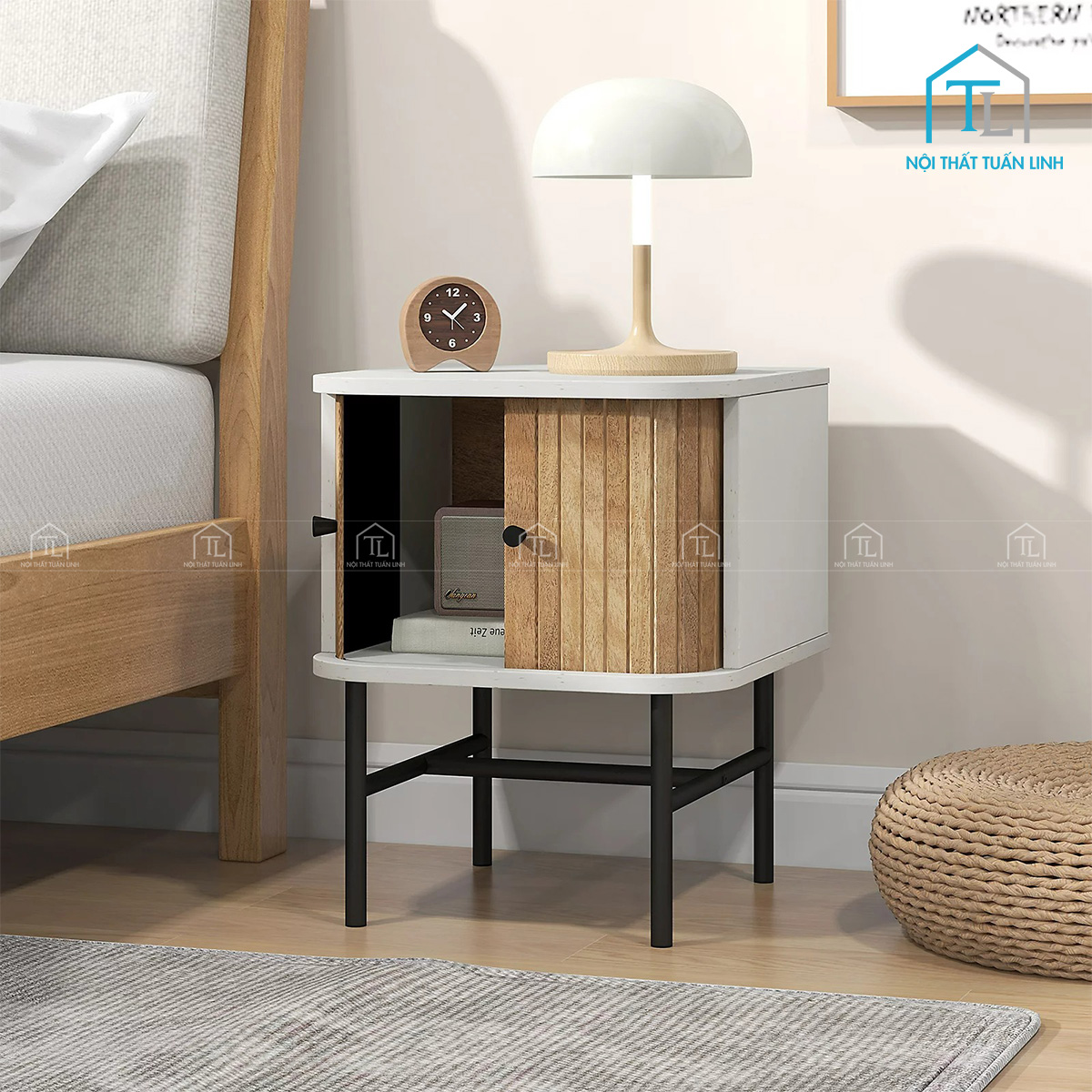 Tủ đầu giường MDF cửa lùa phong cách hiện đại