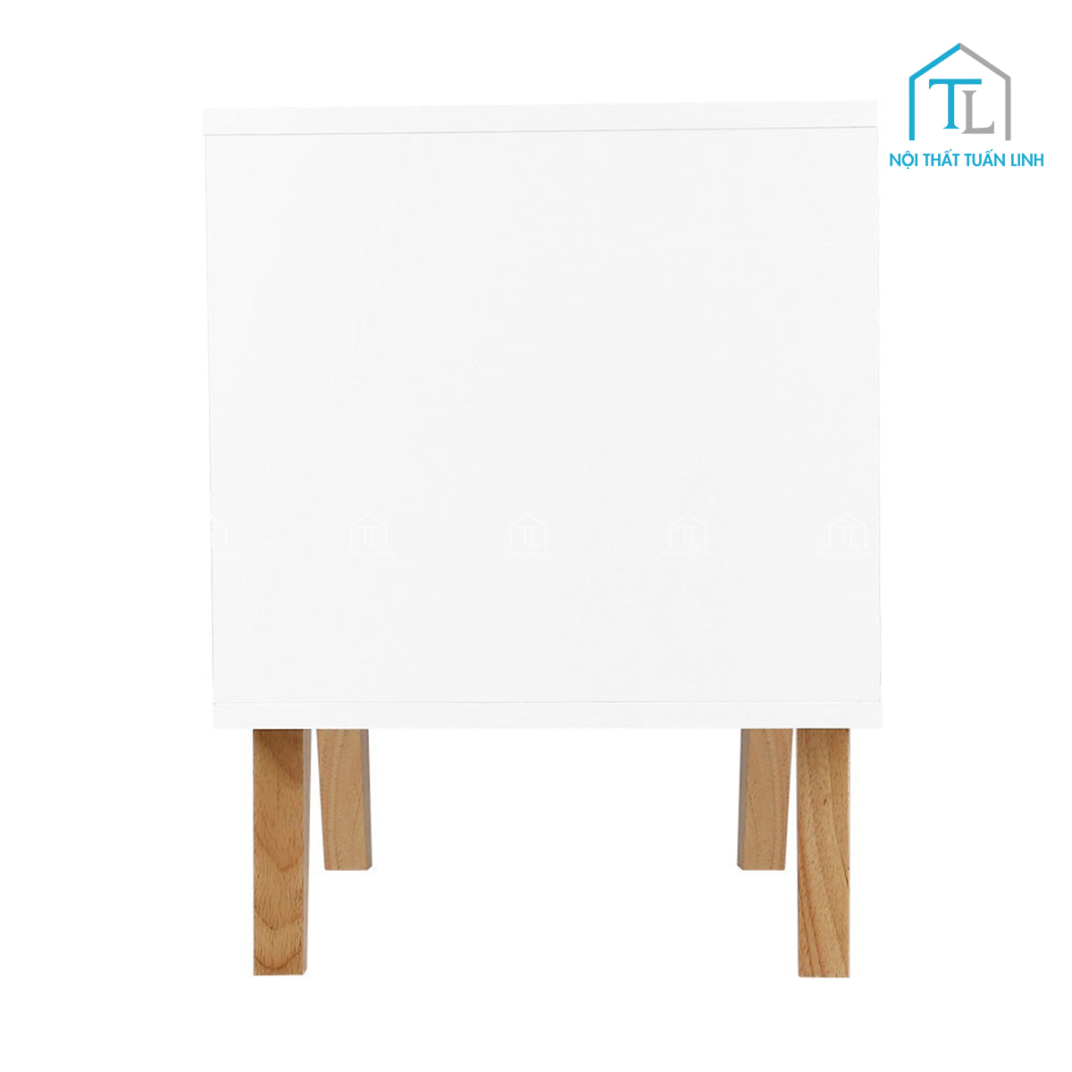 Tủ đầu giường MDF phủ veneer trắng 2 ngăn kéo thiết kế tối giản