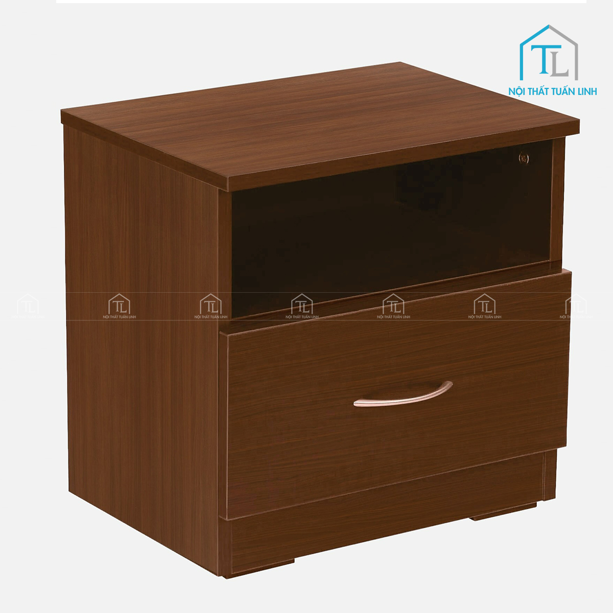 Tủ đầu giường MDF vân gỗ óc chó 1 ngăn kéo thiết kế hiện đại