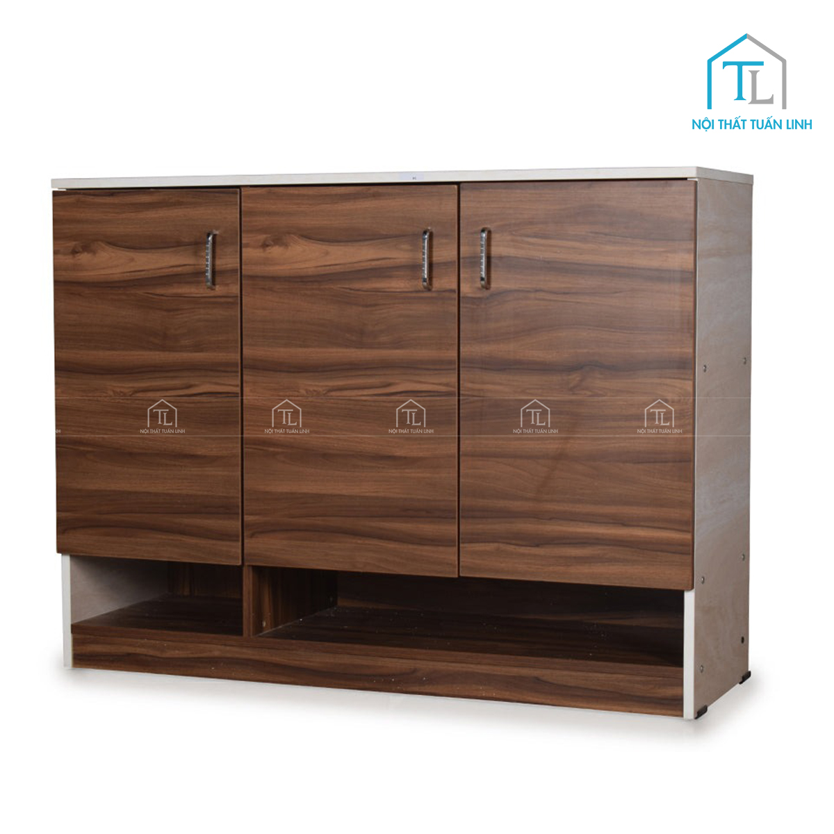 Tủ giày dép gỗ công nghiệp màu óc chó thiết kế hiện đại