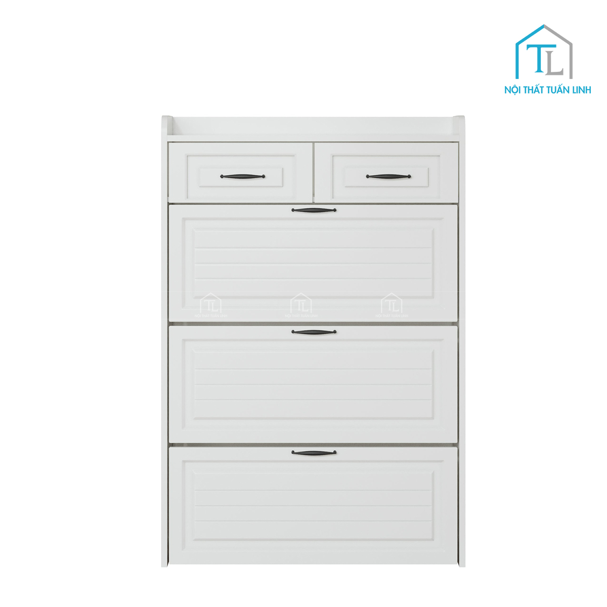 Tủ giày gỗ mdf màu trắng 3 cánh lật, 2 ngăn kéo | Lưu trữ gọn gàng, sang trọng