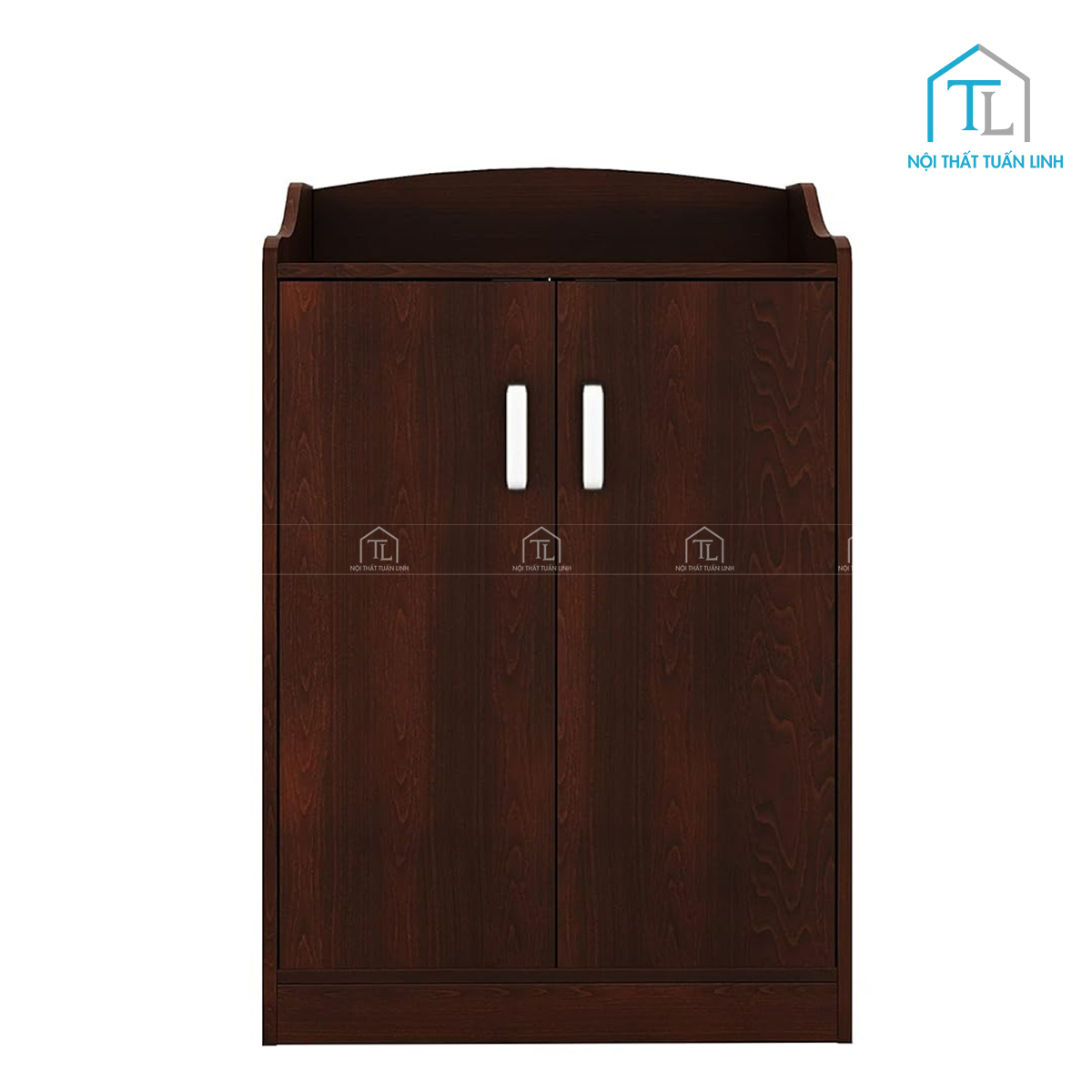 Tủ giày MDF màu gỗ óc chó thiết kế hiện đại