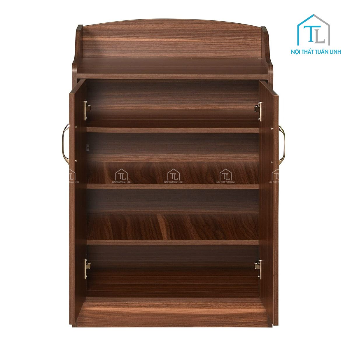Tủ giày MDF màu gỗ óc chó thiết kế hiện đại