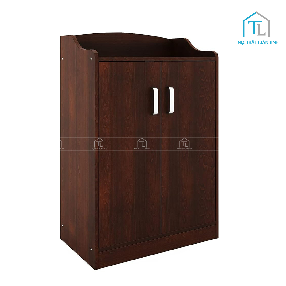 Tủ giày MDF màu gỗ óc chó thiết kế hiện đại