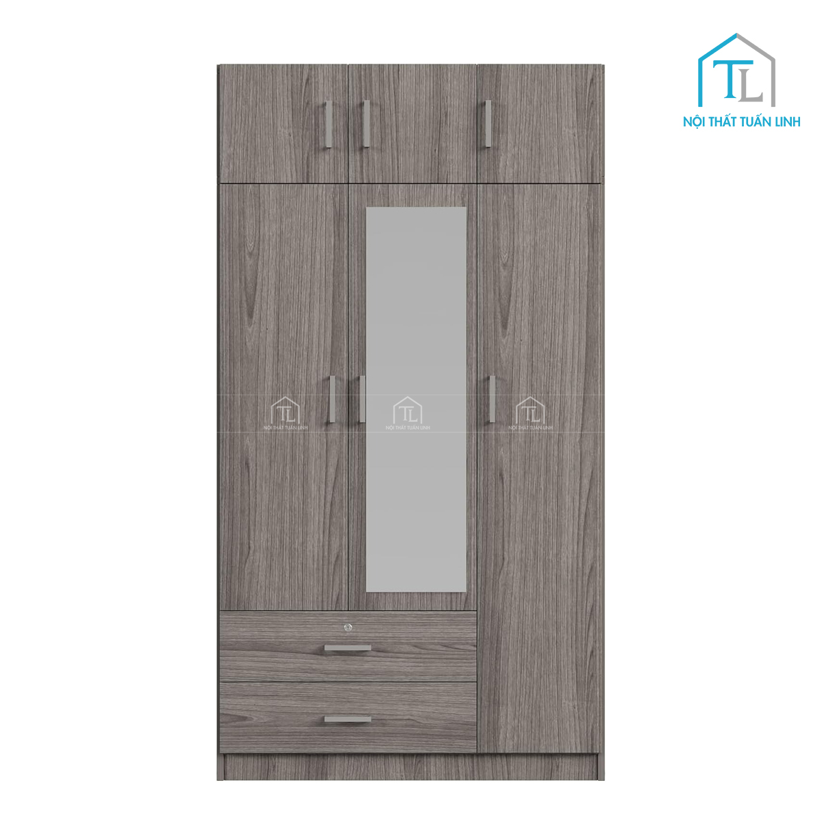 Tủ quần áo 3 cánh có gương gỗ MDF tích hợp ngăn kéo