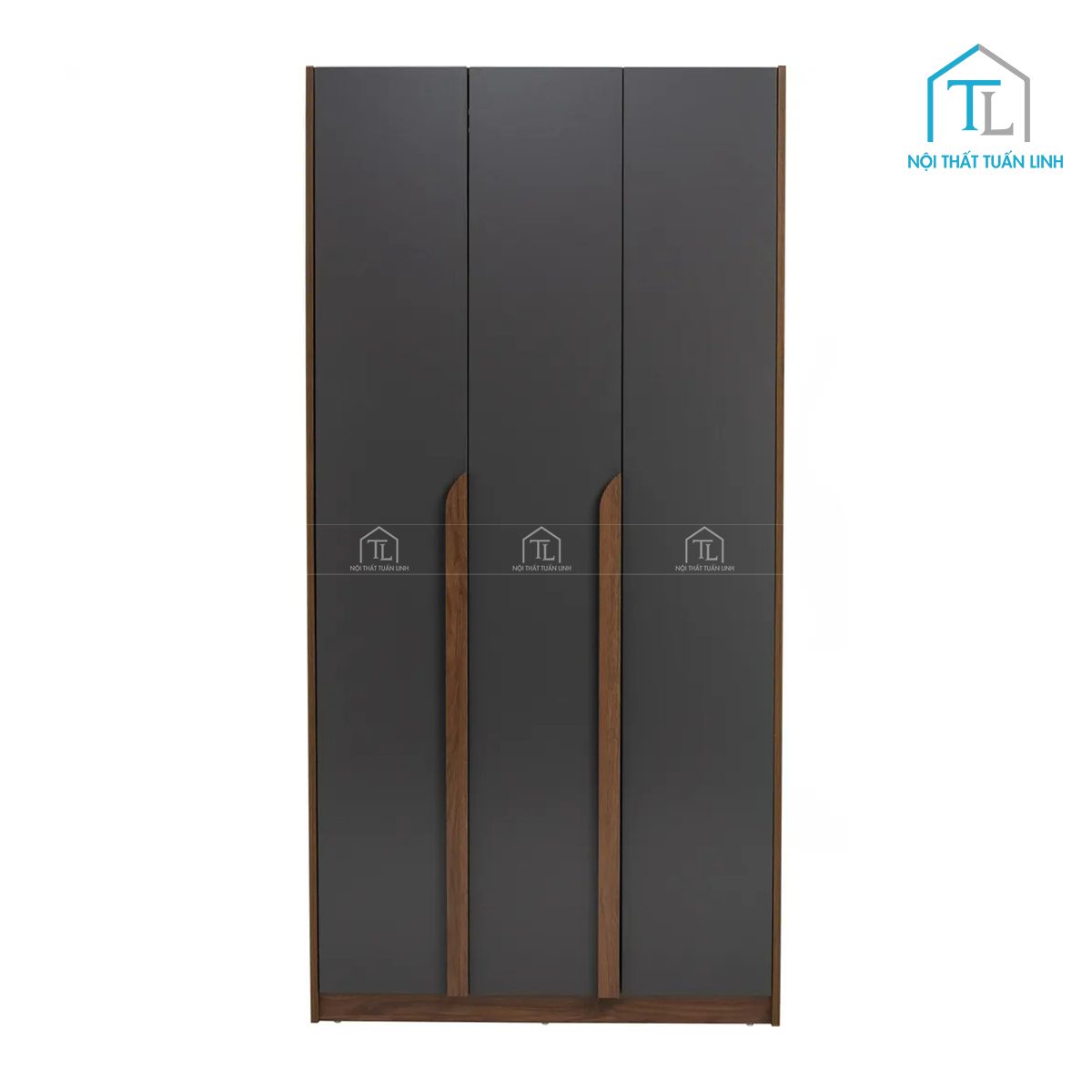 Tủ quần áo 3 cánh gỗ MDF phủ melamine màu nâu walnut thiết kế retro hiện đại