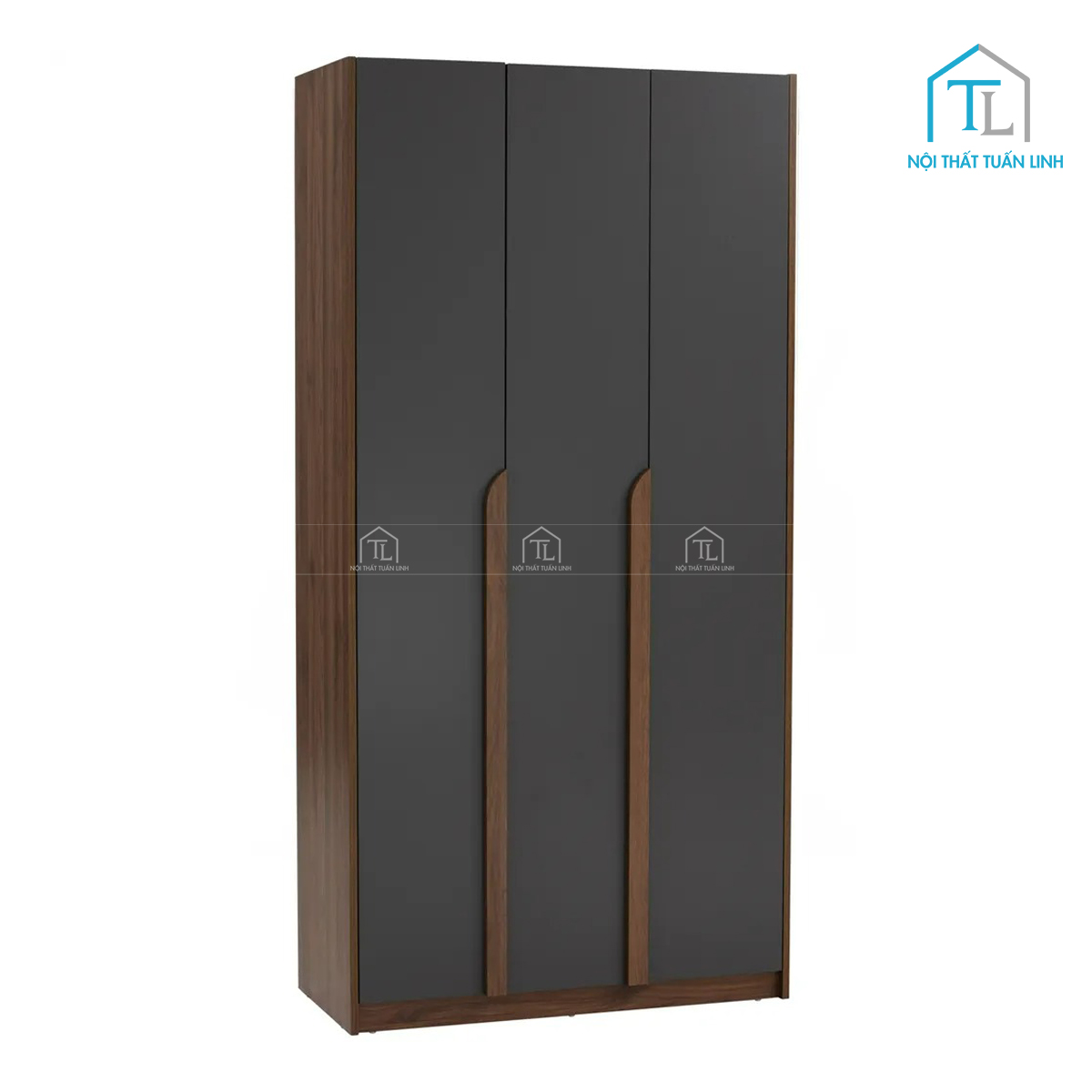Tủ quần áo 3 cánh gỗ MDF phủ melamine màu nâu walnut thiết kế retro hiện đại